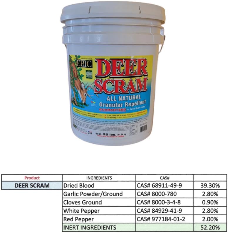 Deer Scram 25# Deer & Rabbit Repellent Granular White Pail