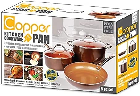 Copper Pan 10-Piece Set Luxury Induction Cookware Set Non-stick