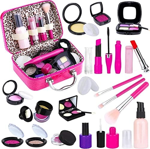 TEPSMIGO Pretend Makeup Kit for Girls, Kids Pretend Play Makeup Set - with Cosmetic Bag for Birthday Christmas