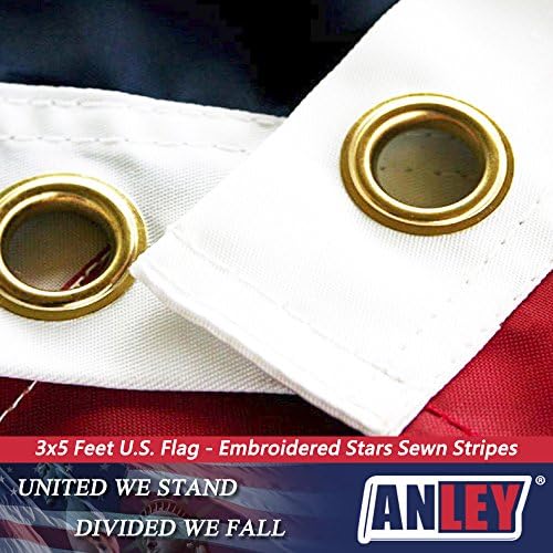 ANLEY EverStrong Series American Flag 6x10 Foot Heavy Duty - Embroidered Stars and Sewn Stripes - 4 Rows of Lock Stitching - US National Banner Flags with Brass Grommets 6 X 10 Ft