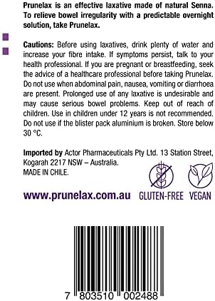 Prunelax Tablets - Extra Strength Natural Laxative Supplement Containing High Strength Senna for Constipation Relief & Restore Normal Bowel Motion