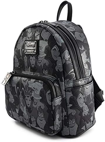 Loungefly Disney Villains Debossed All Over Print Womens Double Strap Shoulder Bag Purse