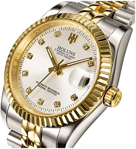 Men's Automatic Watch Gold-Plated 316L Steel Sapphire Crystal | Japanese 8215 automatic movement • Sapphire crystal • 18K gold-plated 316L steel • Date display • Dress and business wear