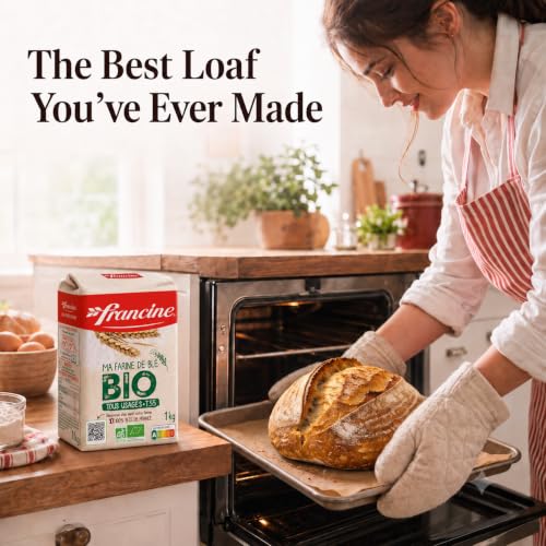 Francine Organic T55 All-Purpose French Flour, EU Certified, 2.2lb (2-Pack)