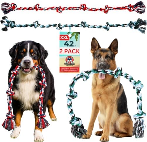 Pacific Pups Products Giant Dog Rope Toy, 42 Inch Tug of War Rope, Green