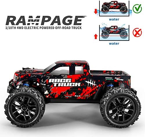 HAIBOXING 1/18 4WD RC Truck 36KM/H Waterproof 2 Batteries 2.4G Remote Car | All-Terrain RC Truck, Independent Suspension, Splash-Proof Electronics