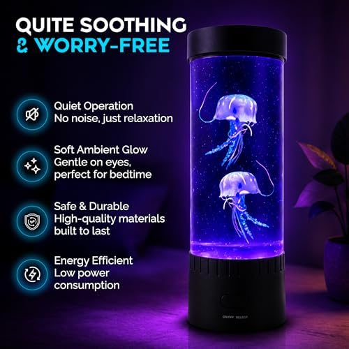 Brewish Jellyfish Lamp, 16 Color Options, 4 Mode Lifelike Jellyfish Aquarium, Electric Jellyfish LED Night Light, Fake Aquarium, Home Decor