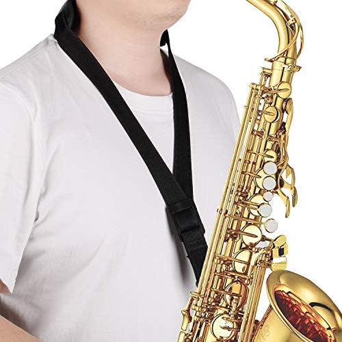 Focusound Upgraded Length Tenor Saxophone Neck Strap Soft Sax Leather Strap Padded for Alto and Tenor Saxophone