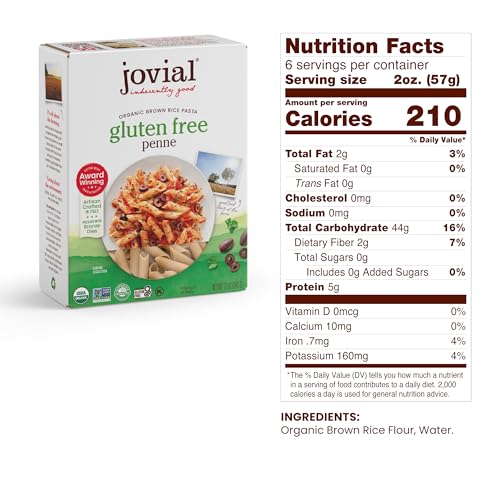 Jovial Brown Rice Farfalle, Penne, & Elbows Pasta - Whole Grain Organic Pasta, Gluten Free, Dairy Free, Made in Italy - 12 Oz, 3 Pack Variety