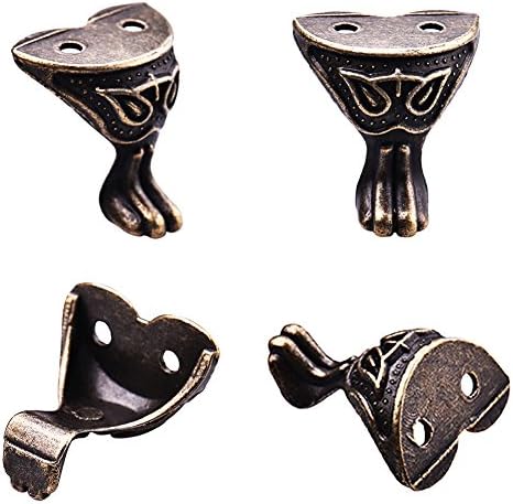 4Pcs Antique Brass Box Legs Feet Corner Protector Zinc Alloy Gift Box Jewelry Wood Case Decorative Feet Leg Metal Corner Protector Furniture Fittings