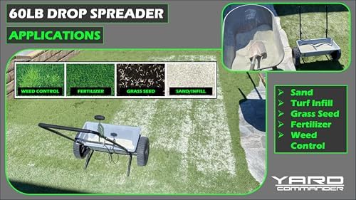 60 LB Walk-Behind Push Drop Spreader - Holds Up to 15