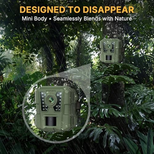 WOSPORTS Mini Trail Camera 30MP 1080P HD Game Camera with Night Vision Motion Activated Waterproof
