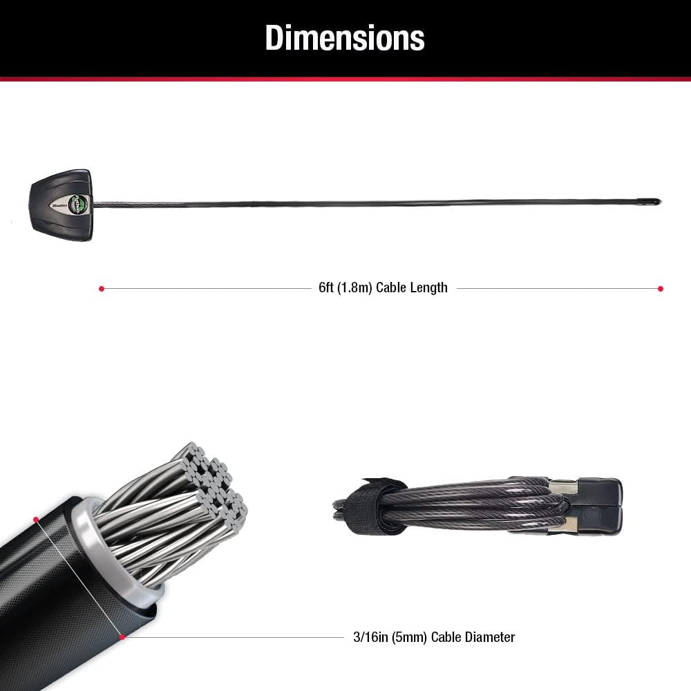 Master Lock Black Python Bike Lock with Key, Adjustable Metal Cable Lock has a Weather Resistant Vinyl Coating for Outdoor Equipment, Bicycles, 6 Feet Long, 8417D