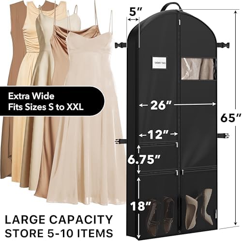Simple Houseware 43" Travel Garment Bag with Pockets, Heavy Duty Suit Bag