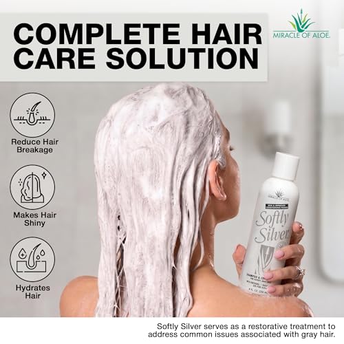 Softly Silver Shampoo For Gray Hair, 2 In 1 Purple Restorative Hair Wash