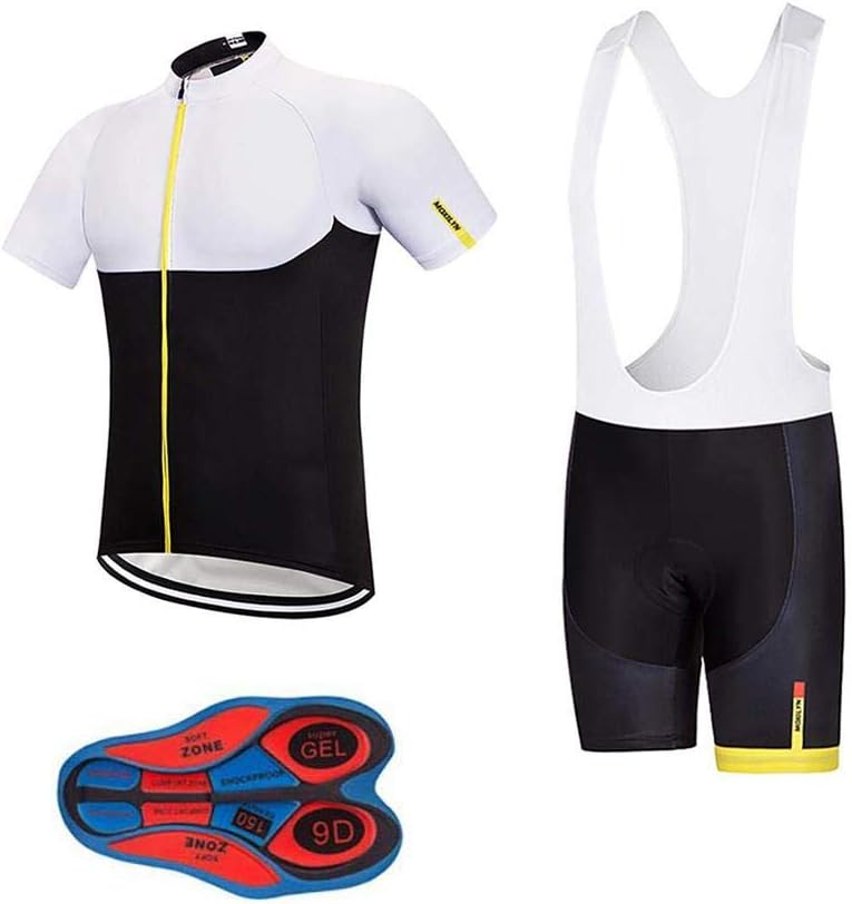 Men's Quick-Dry Cycling Jersey Set Road Bike Bicycle Shirt + Bib Shorts with 9D Gel Pad MTB Riding Clothing Kit