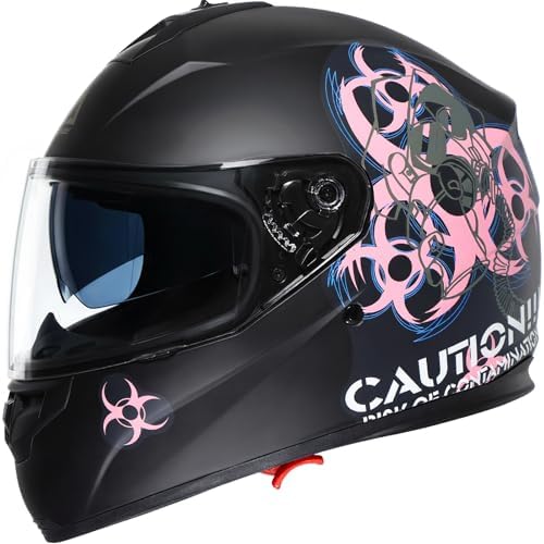 TRIANGLE Full Face Dual Visor Motorcycle Helmet, DOT Approved for Adults | High-Impact Street Bike Headwear with Smoked Inner Shield, Fast Buckle Strap & Breathable Comfort Padding for street riding
