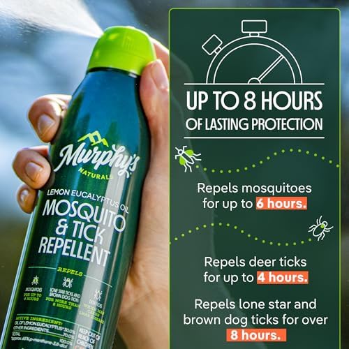 Murphy's Naturals Mosquito & Tick Bug Repellent Spray, 4 fl oz (Pack of 2) | 30% oil of lemon eucalyptus, EPA-registered & DEET-free*; 4 fl oz pump 2-pack protects skin & gear up to 6 hours