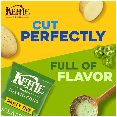 Kettle Brand Potato Chips, Jalapeno Kettle Chips, Party Size, 13 Oz