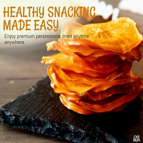Oh! Nuts Dried Persimmon Slices No Sugar Added Dehydrated Fruit 1lb | Dried persimmons no sugar added - Dehydrated fruit slices - Persimmon fruit