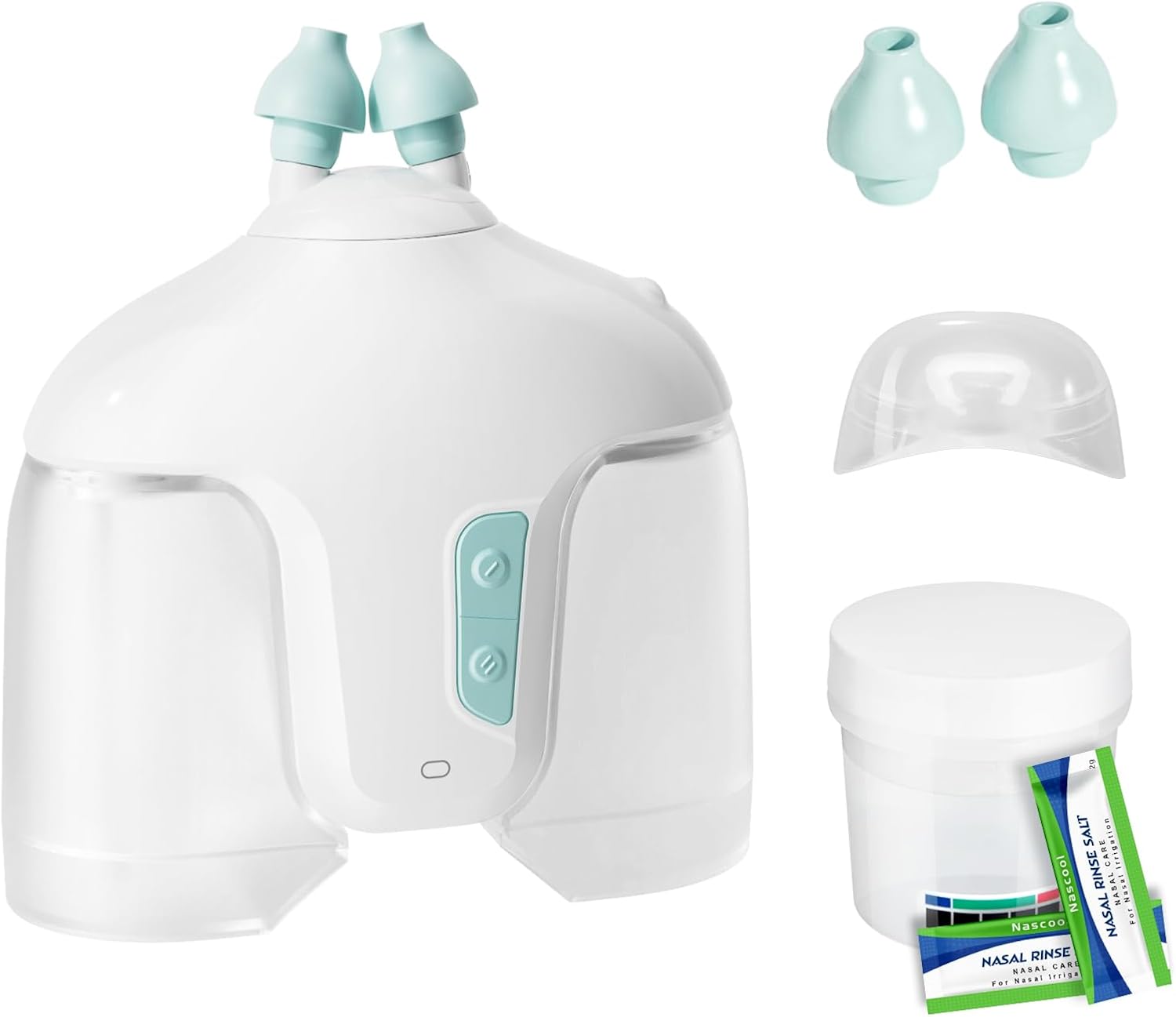 Sonmol Nasal Irrigation System with 50 Salt Packets for Congestion Relief | 2 Modes Sinus Rinse Machine, Self-Cleaning Nose Cleaner for Adult