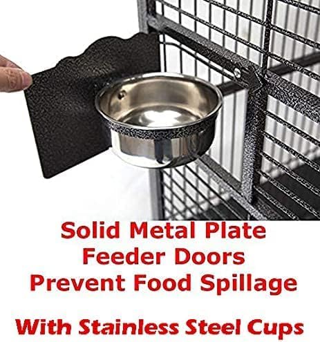 Extra Large Wrought Iron Open/Close Play Top Bird Parrot Cage, Include Metal Seed Guard Solid Metal Feeder Nest Doors Overall Dimensions: 35.25" Wx29.5"x62"H(with Seed Skirt)