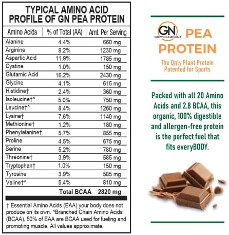 Raw Pea Protein Powder, Vegan Plant Based Protein, BCAA, Low-Carb, Low-Sugar, Chocolate Power, 1 Pound (Pack of 1)