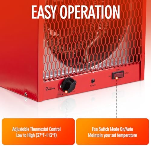 DR. INFRARED HEATER DR-910F 10,000-Watt 240V Heavy-Duty Hardwired Shop Garage Heater Wall/Ceiling Mounted with Remote Controlled Thermostat