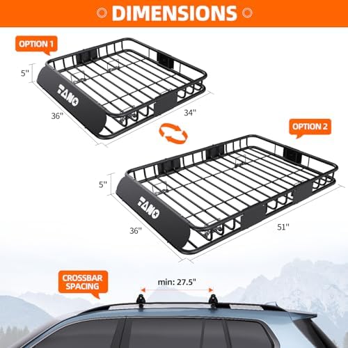51" x 36" x 5" Roof Rack Cargo Carrier Basket with Waterproof Bag, Rooftop Cargo Carrier with Cargo Net & Ratchet Straps