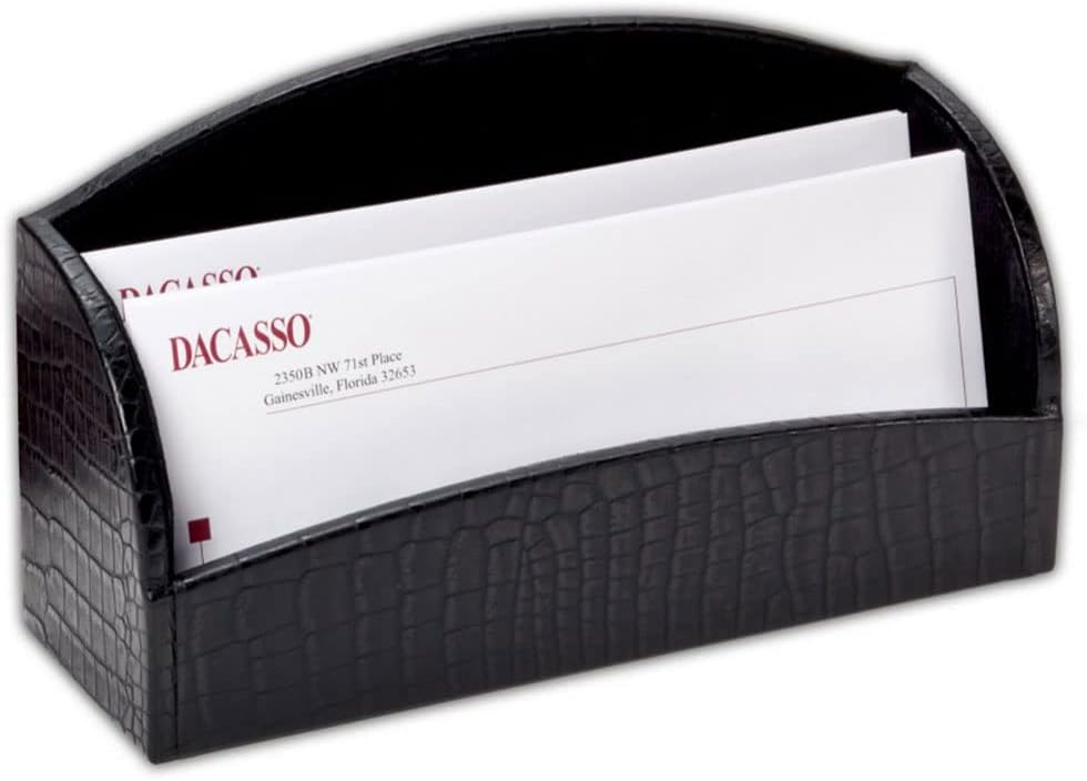 Dacasso Black Crocodile Embossed Leather Desk Set, 10-Piece