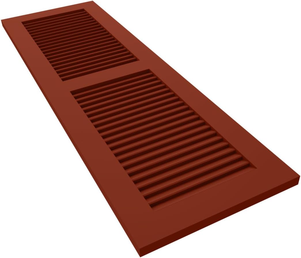 18"W x 60"H True Fit PVC Two Equal Louver Shutters, Unfinished (Per Pair - Hardware Not Included)