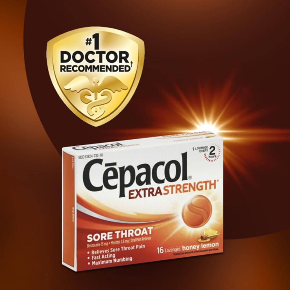 Cepacol Extra Strength Sore Throat & Cough Relief Lozenges, 16 Count, Mixed Berry Flavor, Maximum Numbing, Fast Acting Relieves Sore Throat Pain, and Quiets Cough (Pack of 4)