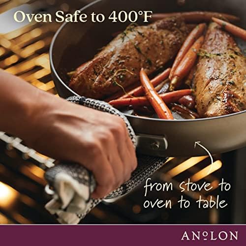 Anolon Advanced Home Hard Anodized Nonstick Sauce Pan/Saucepan with Straining and Lid, 2 Quart (2 Qt Straining Saucepan, Bronze)