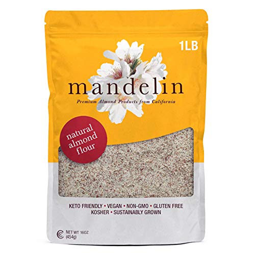 Mandelin Grower Direct Pure Natural Almond Flour with Skin (5 lb), Non-GMO, Gluten Free, Vegan, Keto, Plant Based Diet Friendly, Kosher for Passover, Every Batch Tested for Quality