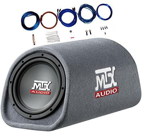 MTX RT8PT 8" 240 Watt Amplified Loaded Subwoofer Tube Audio Set w 8 Ga. Amp Wiring Kit