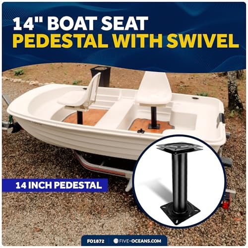 Five Oceans 8-Inch Boat Seat Pedestal, Boat Seat Pedestals with Seat Mount 360-Degree Swivel, Steel with Black Powder Coat Finish, 6-7/8-Inch (174mm) Base - Universal Mounting - FO2896