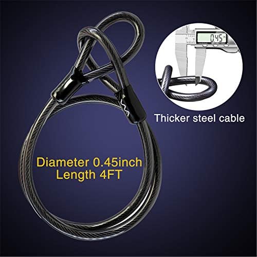 Bike Lock Heavy Duty Anti Theft, Long Shackle Bike U Lock with Keys, 4FT Security Cable and Mounting Bracket for Bicycle, Ebike, Scooter