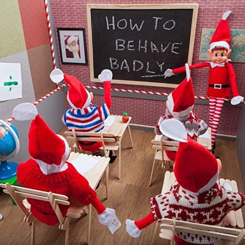 Glow Set of 2 Naughty Little Xmas Elves - Playful Elf Figure with Soft Body, Vinyl Face, Hook and Loop Grip Elves Behavin’ Badly Christmas Family Elfie Elvie Toy Boy Girl