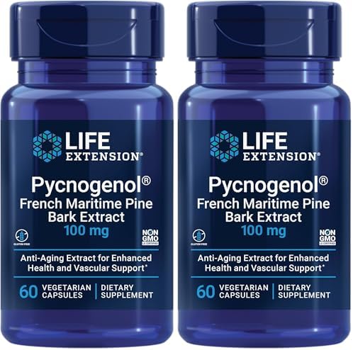Life Extension Pycnogenol – French Maritime Pine Bark Extract – Scientifically Studied Healthy Aging & Vascular Health Supplement – Non-GMO, Gluten-Free, Vegetarian – 60 Capsules | Scientifically Studied Formula Supports Healthy Aging & Vascular Health,…