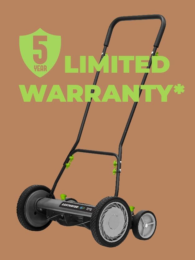 Earthwise 1715-16EW 16-Inch 7-Blade Push Reel Lawn Mower, Grey