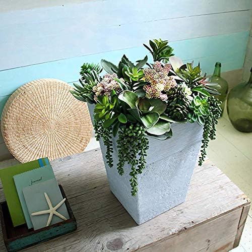 The HC Companies 18 Inch Avino Tall Square Planter - Decorative Indoor Outdoor Plant Pot for Front Porch, Deck, Patio and Home, Oxidized Black