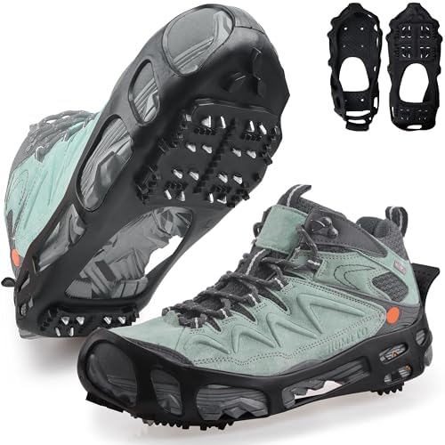 Ice Cleats Snow Traction Cleats Crampon for Walking on Snow and Ice Non-Slip Overshoe Rubber Anti Slip Crampons Slip-on Stretch Footwear