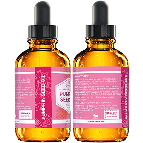 Leven Rose Pumpkin Seed Oil for Hair Growth 2 oz, 100% Pure Pumpkin Seeds Oil for Skin and Nails - Natural Pumpkin Seed Extract for Moisturizing Scalp, Dry and Rough Skin