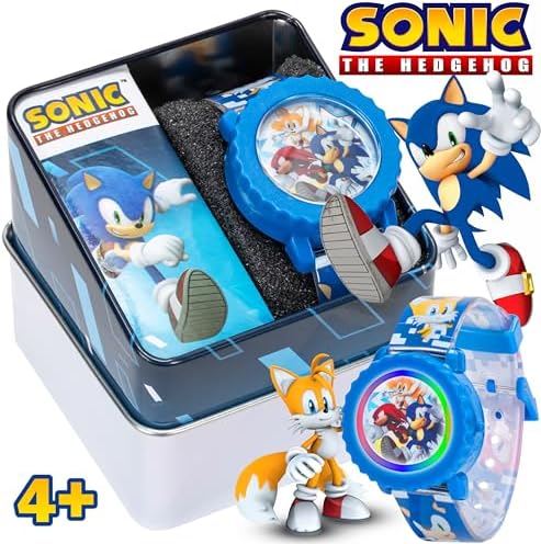 Sonic The Hedgehog Kids Digital Watch – Flashing LED Light-Up Display, Easy-to-Read Time, Adjustable Strap