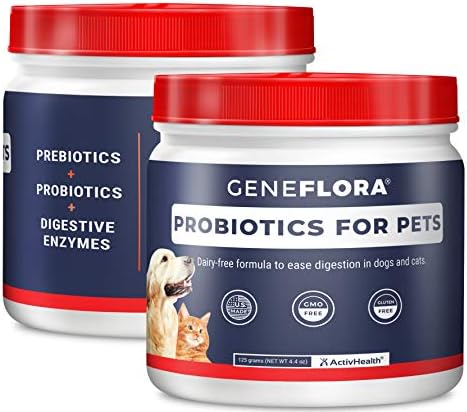 Geneflora Digestive Enzymes Prebiotics & Pet Probiotics 125 Grams, 2 Pack | Dog Probiotics for Digestive Support