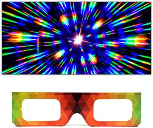 100 PAIRS 3D GLASS Rainbow Diffraction 3D Fireworks Glasses Neon Multi-Starbursts for Fireworks Displays/Holiday Lights/Club/Concert Lights (100