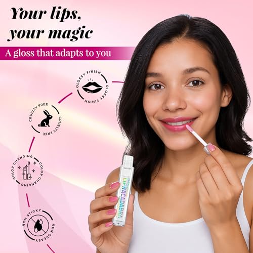 Kleancolor Lipracadabra Color Changing Lip Gloss 2 Pack – pH Activated Clear Gloss Reveals a Custom Pink Tint – Lightweight