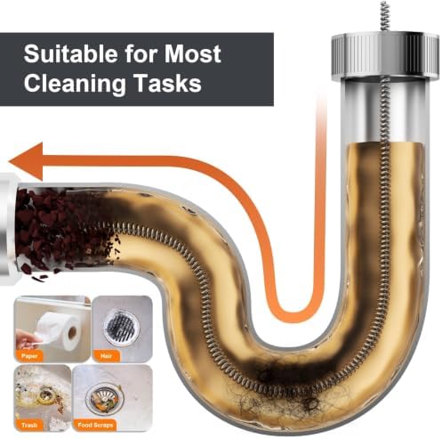 【2026 Newest】50 FT Drain Snake, Plumbing Snake Drain Auger Hair Clog Remover, Flexible Plumbing Snake Use Manually or Powered for Kitchen