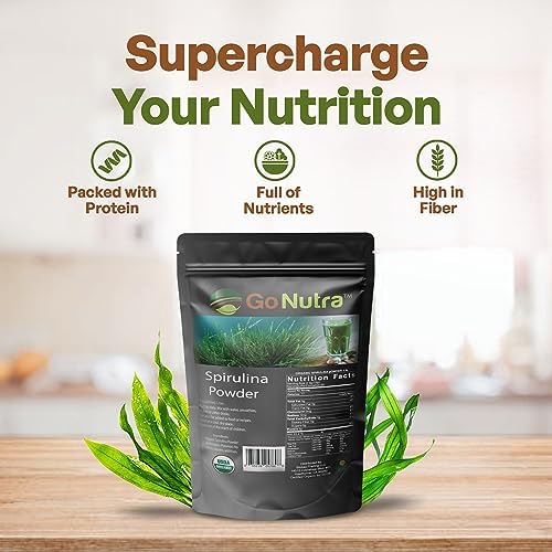 Organic Spirulina Powder, Herbal Supplement Superfoods, 16 Ounce | Pure Non-GMO Green Superfood with Antioxidants, Minerals, Fatty Acids, Fiber