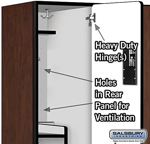 Salsbury Industries 2-Tier S-Style Extra Wide Designer Wood Locker with Three Wide Storage Units, 6-Feet High by 21-Inch Deep, Mahogany
